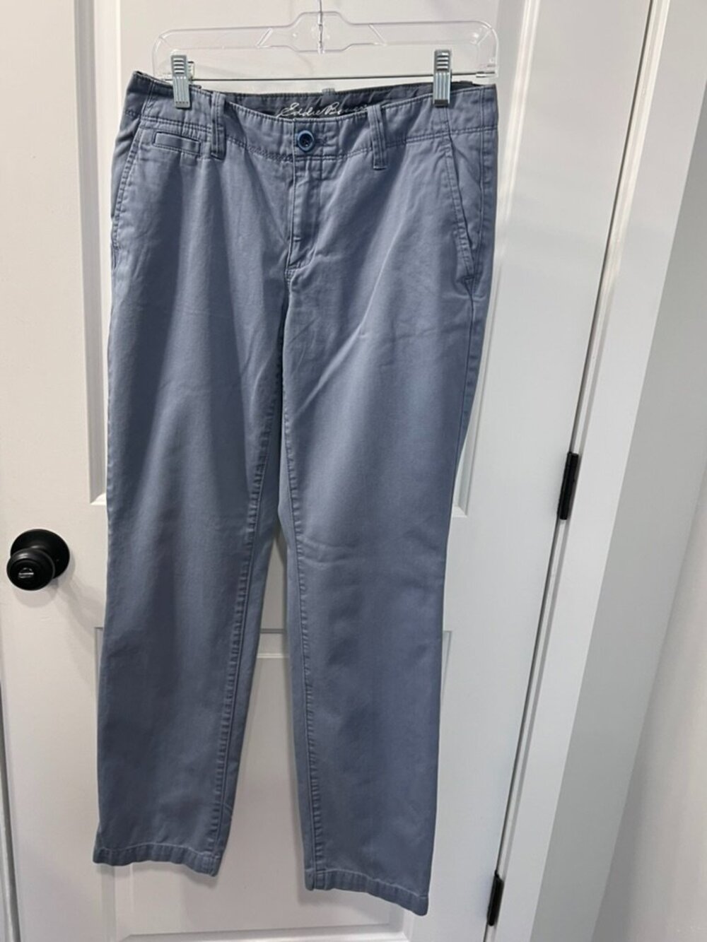 Eddie Bauer Women's Blue Chino Pants Size 4 100% Cotton Straight Leg Casual